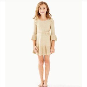 Lilly Pulitzer girls Amara sweater dress gold metallic size Large (8-10) NWT